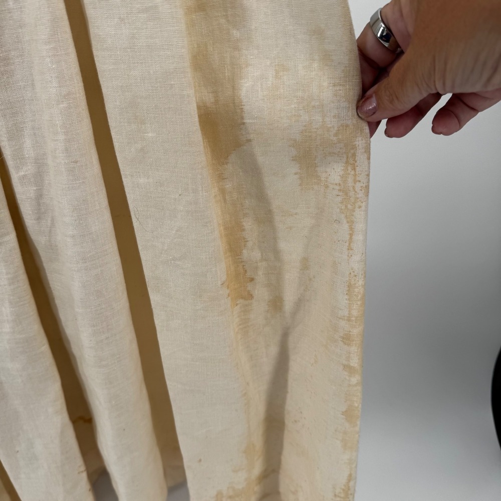 Vintage Handmade Embroidered Lace Linen Dress Cream Cottagecore Project Piece - Picture 5 of 16